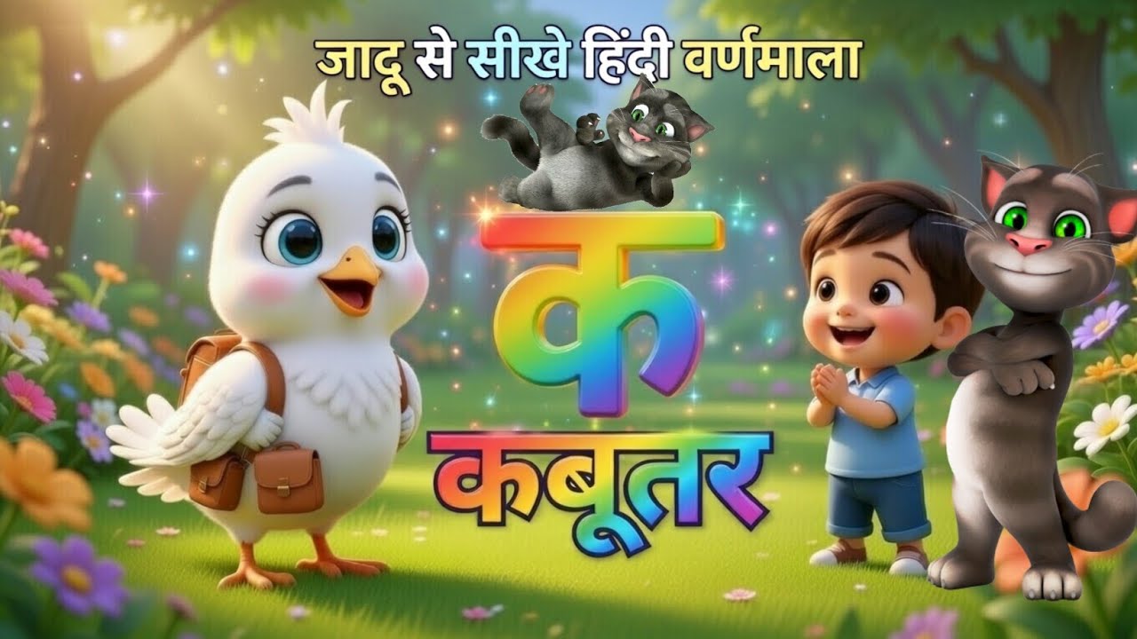 जादू से सीखे हिंदी वर्णमाला k se kabutar | ka se kabutar | क से कबूतर | कखगघ
