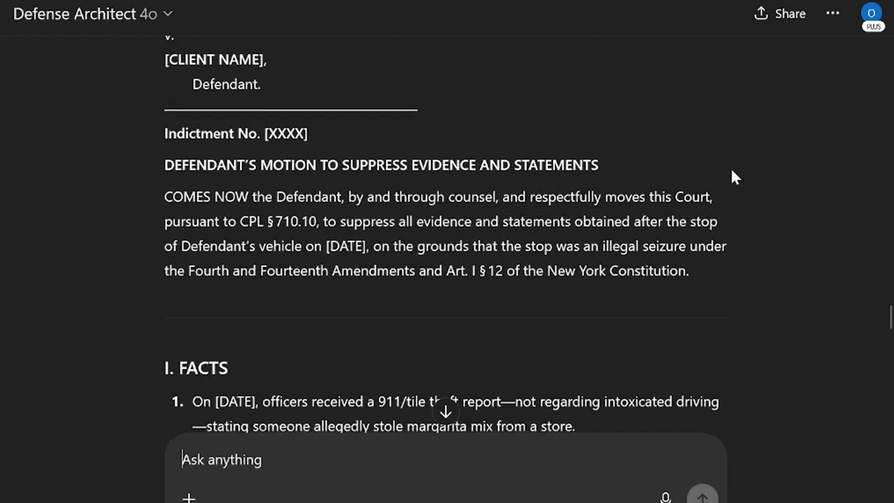 This AI Legal Assistant Writes Motions Like a Trial Pro &ndash; Defense Architect Demo