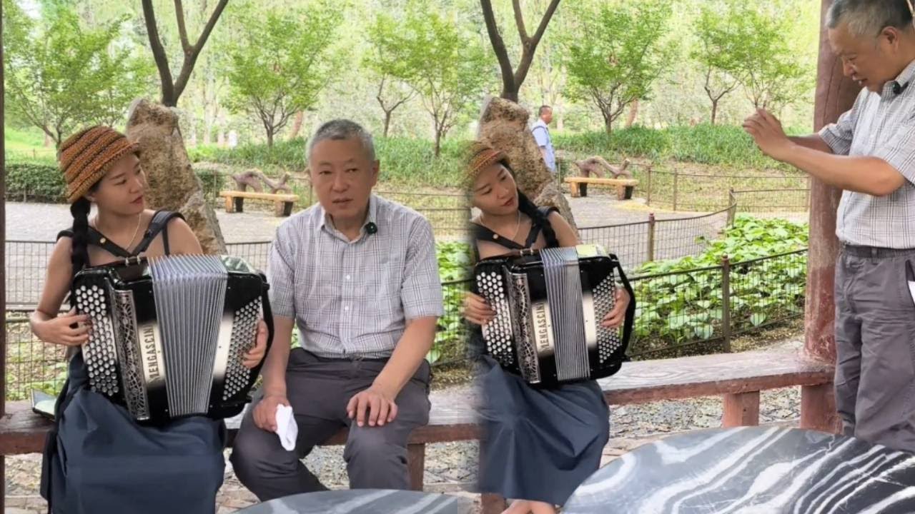 背手风琴去公园盘大爷，一曲《童年》过后，大爷都陶醉了！【李楚然手风琴】