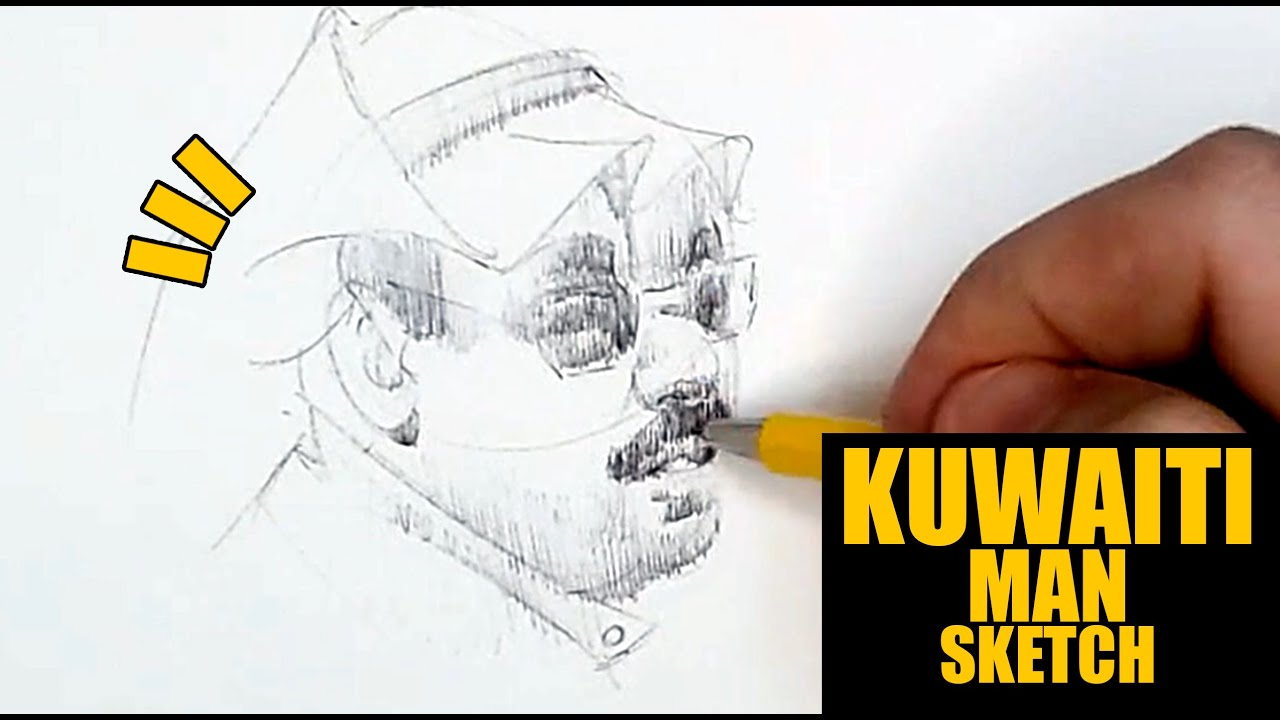 Kuwait Man Ballpoint Pen Sketch