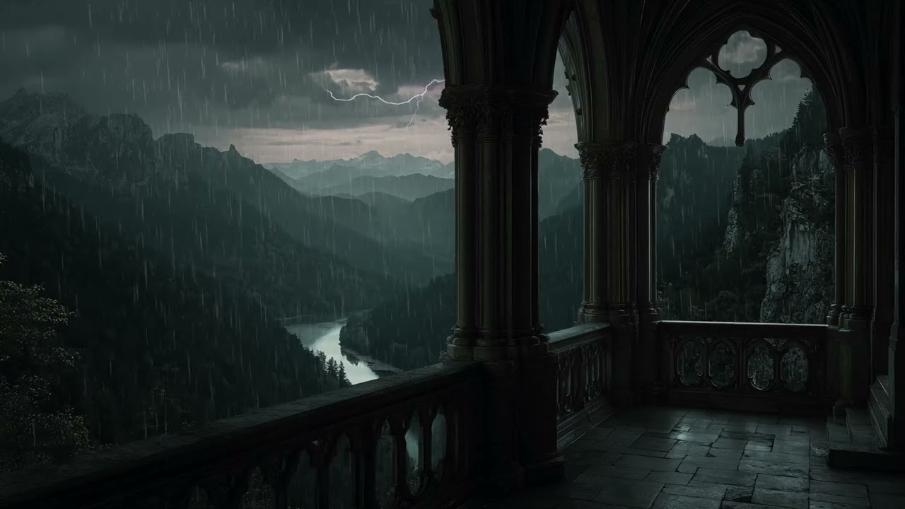 Heavy Rain & Thunder in a Medieval Castle Room 🌧️ 3 Hours for Sleep and Study