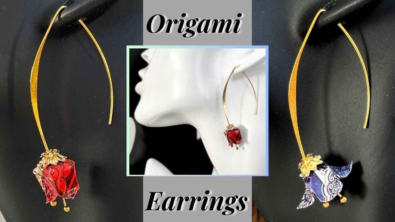 Origami Earrings - How to make Origami Earrings - Origami paper Earrings Tutorial