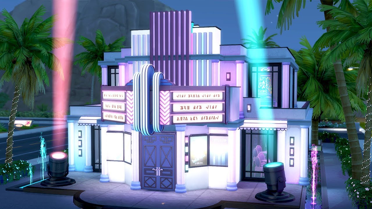 I Built an Art Deco Movie Theater in The Sims 4 (Speed Build)
