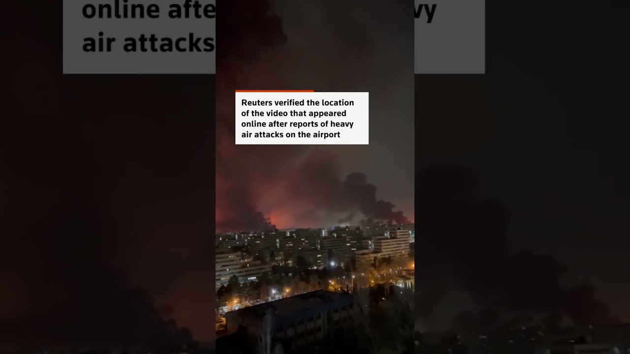 Fire seen near an Iranian airport