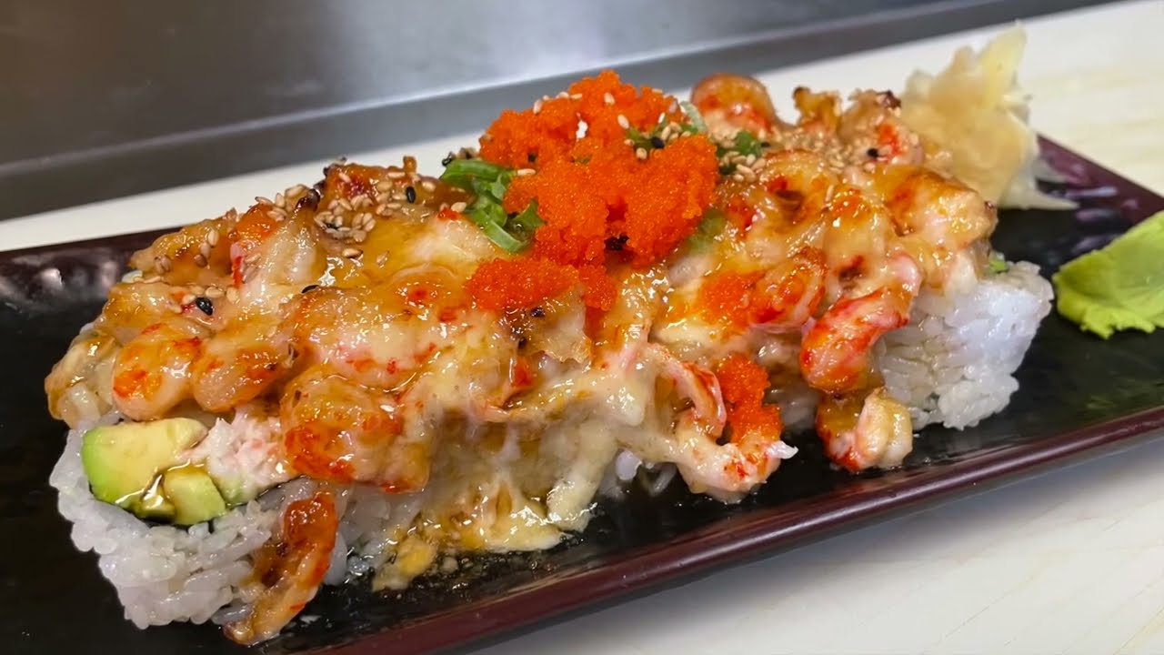 【日本料理】how to make Baked Baby Lobster sushi roll  小龙虾烤卷 일식