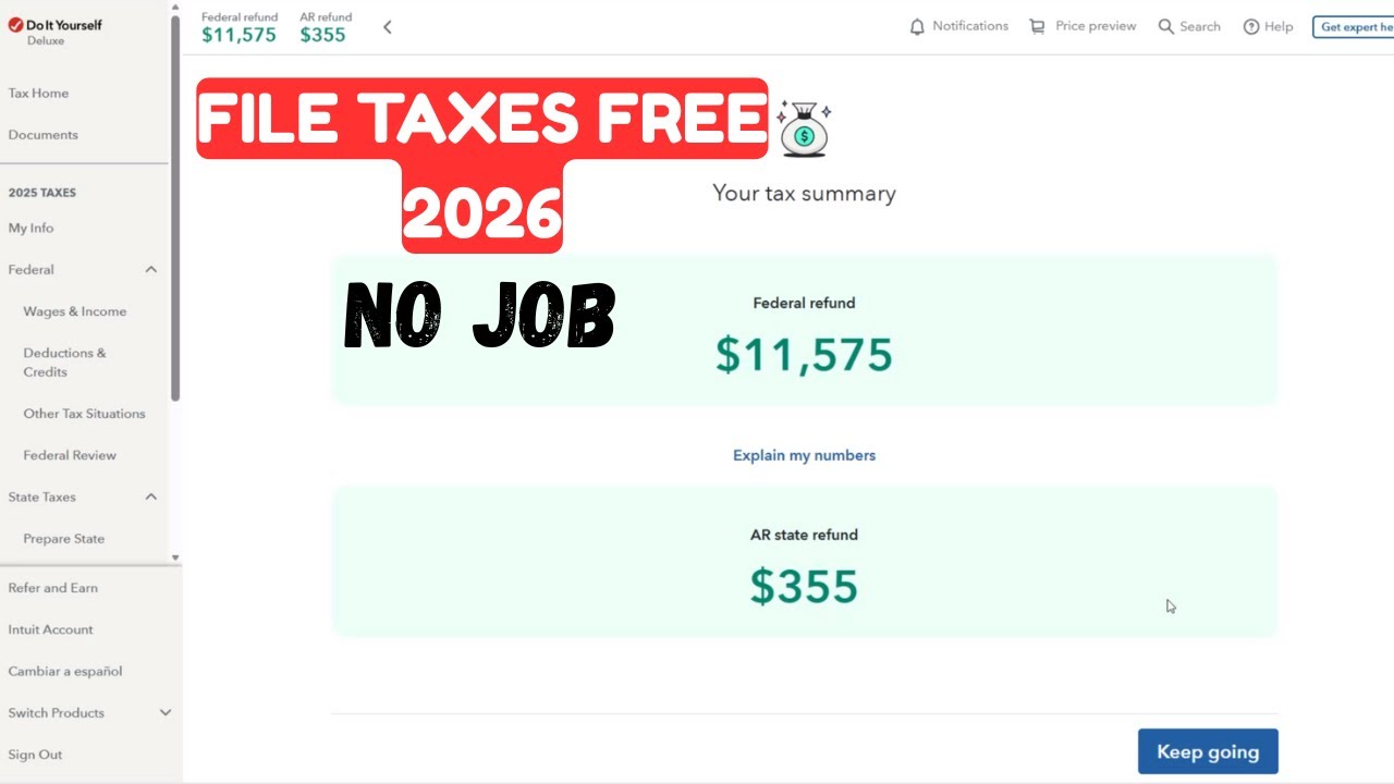 Подайте налоговую декларацию бесплатно в 2026 году. Работа не требуется.