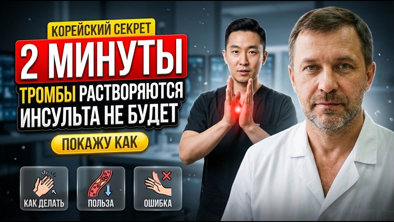 КОРЕЙЦЫ ДЕЛАЮТ ЭТО С ЛАДОНЯМИ 2 МИНУТЫ — Тромбы РАСТВОРЯЮТСЯ. Инсульт обходит стороной (Покажу КАК)