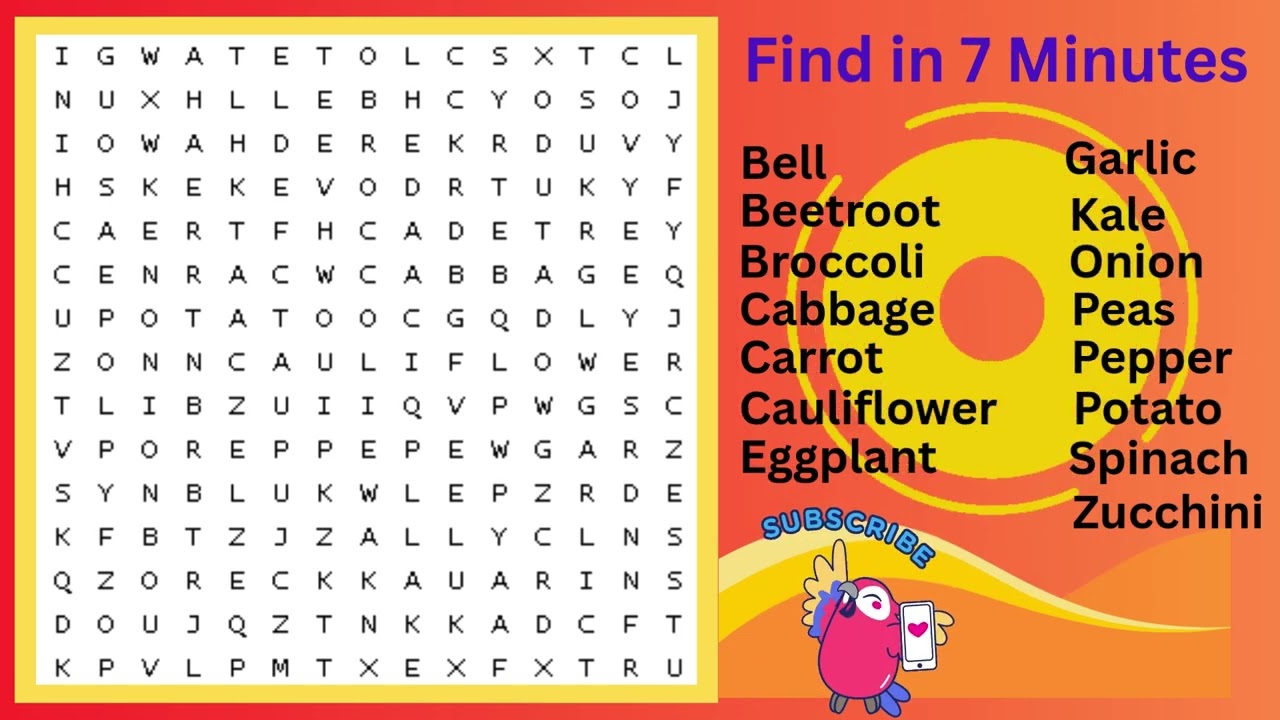Vegetable Word Search Challenge For The Word Search Solver!