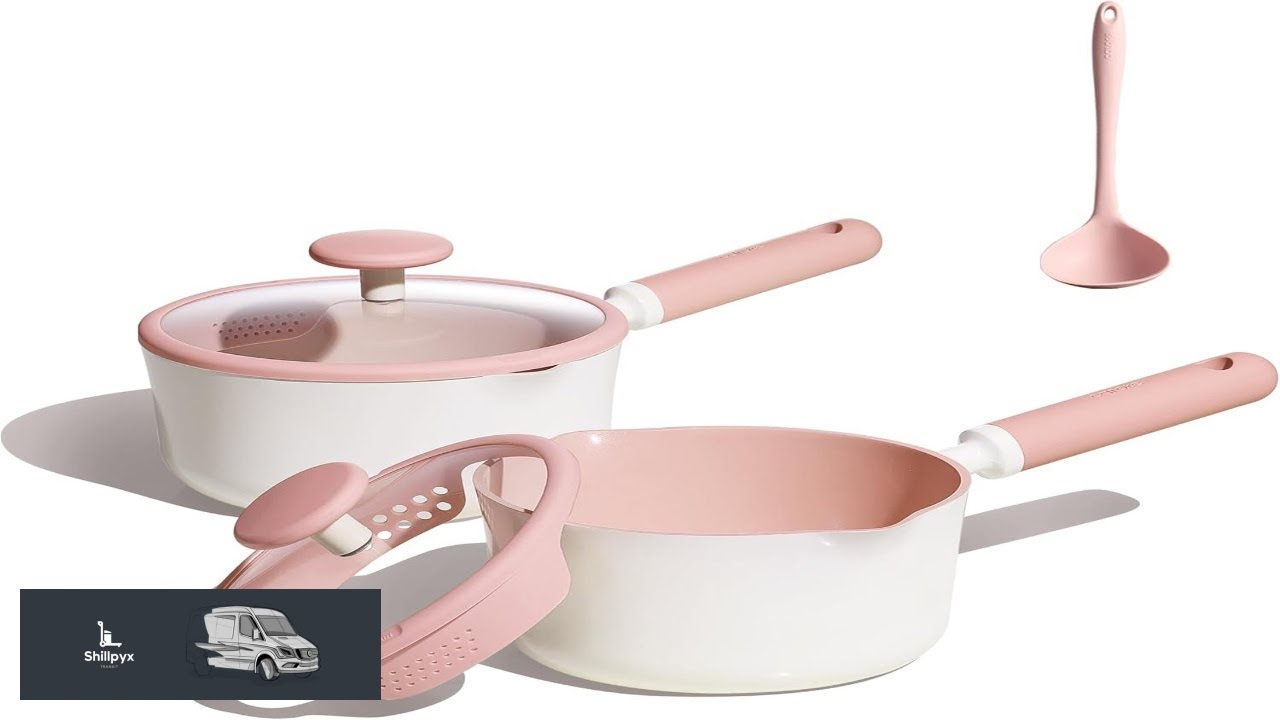 CAROTE 2.5QT & 3.0QT Sauce Pan Sets with Lid & Ladle Ceramic