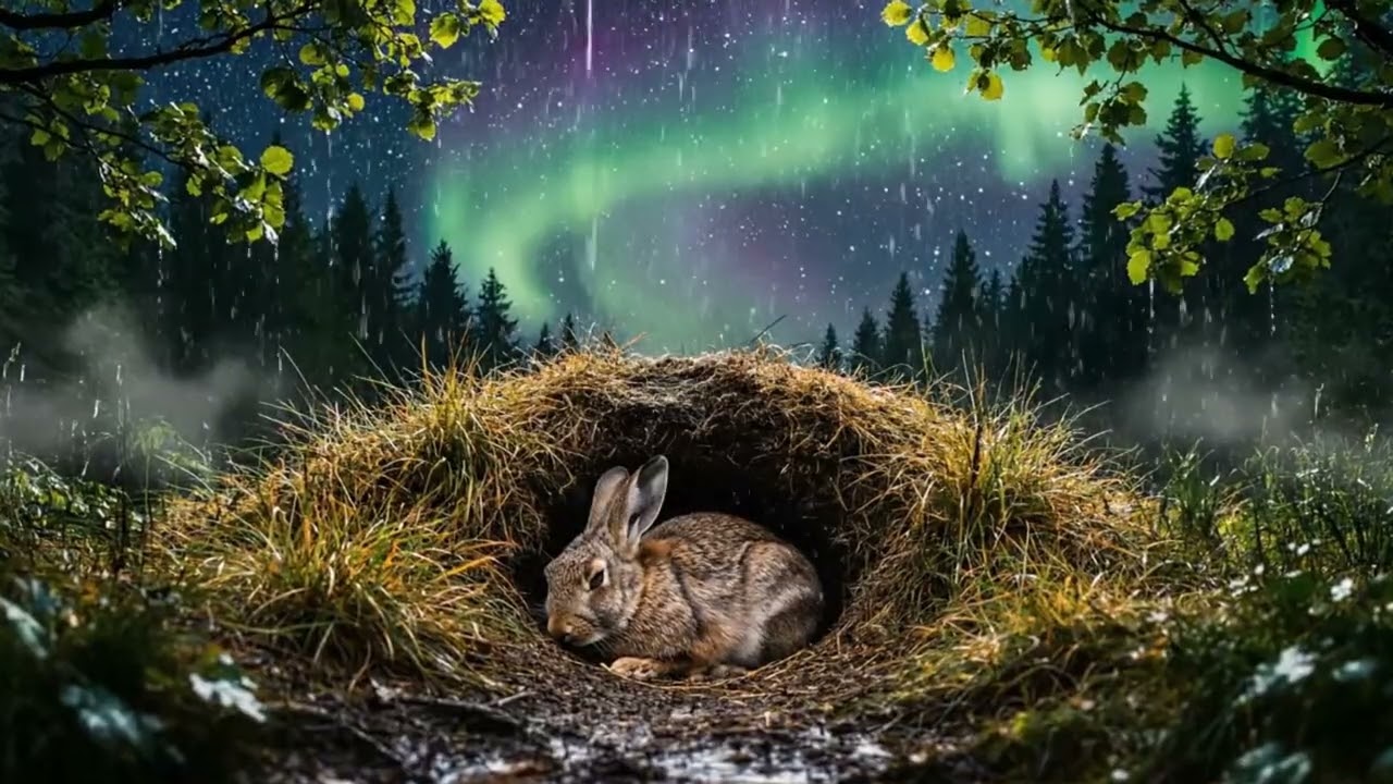 Sleeping Hare 🐇 Night Animal Relax  10 Hours Rain & Healing Night Ambience