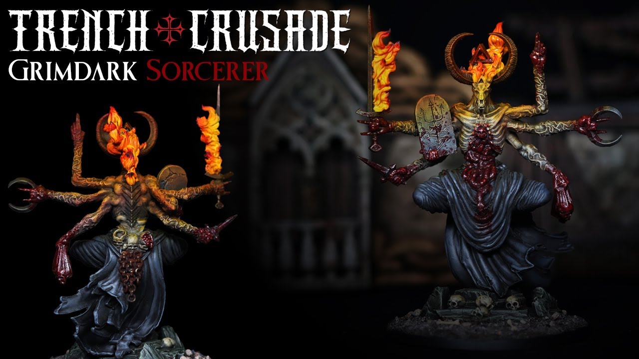 Как нарисовать Grimdark Trench Crusade Court of the Seven Headed Serpent Sorcerer - Fire OSL