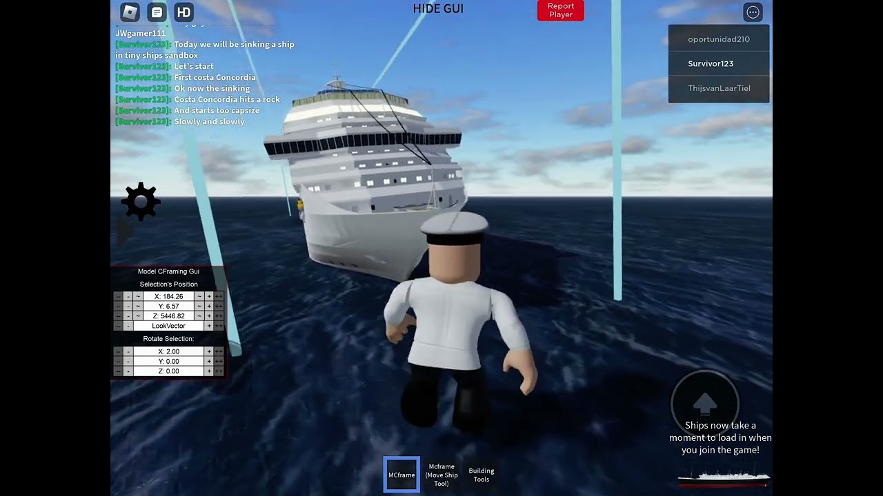 Sinking Costa Concordia in Tiny ships sandbox’s(Roblox)