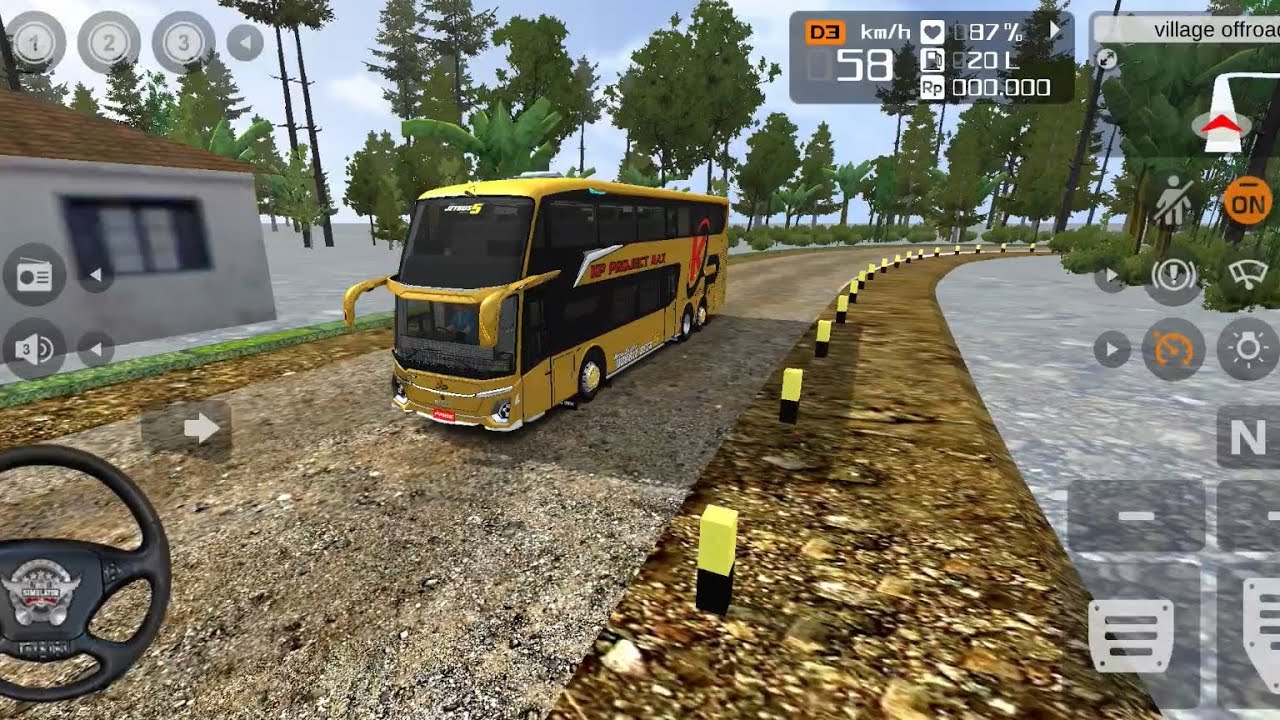 Luxury double deck bus drive in Village off road in Bus simulator Indonesia|✓ Simulator 3d 🎮
