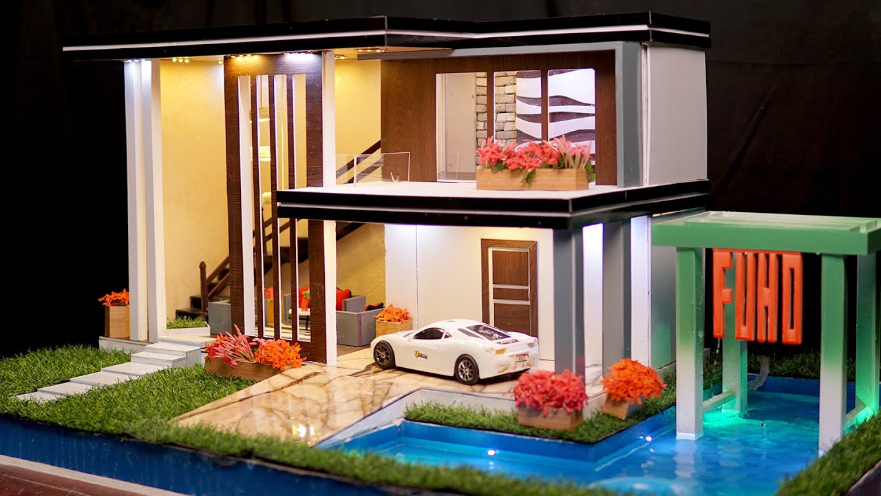 Creative Ideas with Cement -  Building Amazing mini house with swimming pools @MCKook