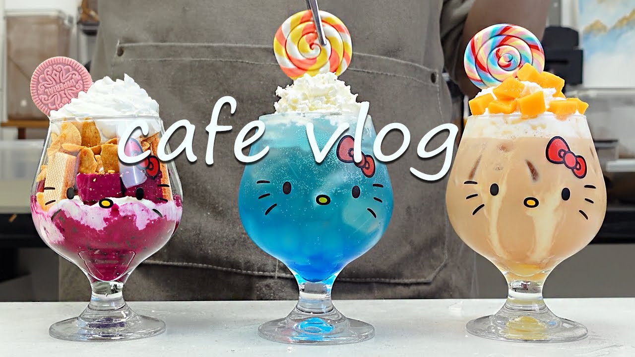 🍰Cafe Vlog Collection/Sweet & Cute Drinks🍓Cafe Vlog/ASMR/카페브이로그/no bgm