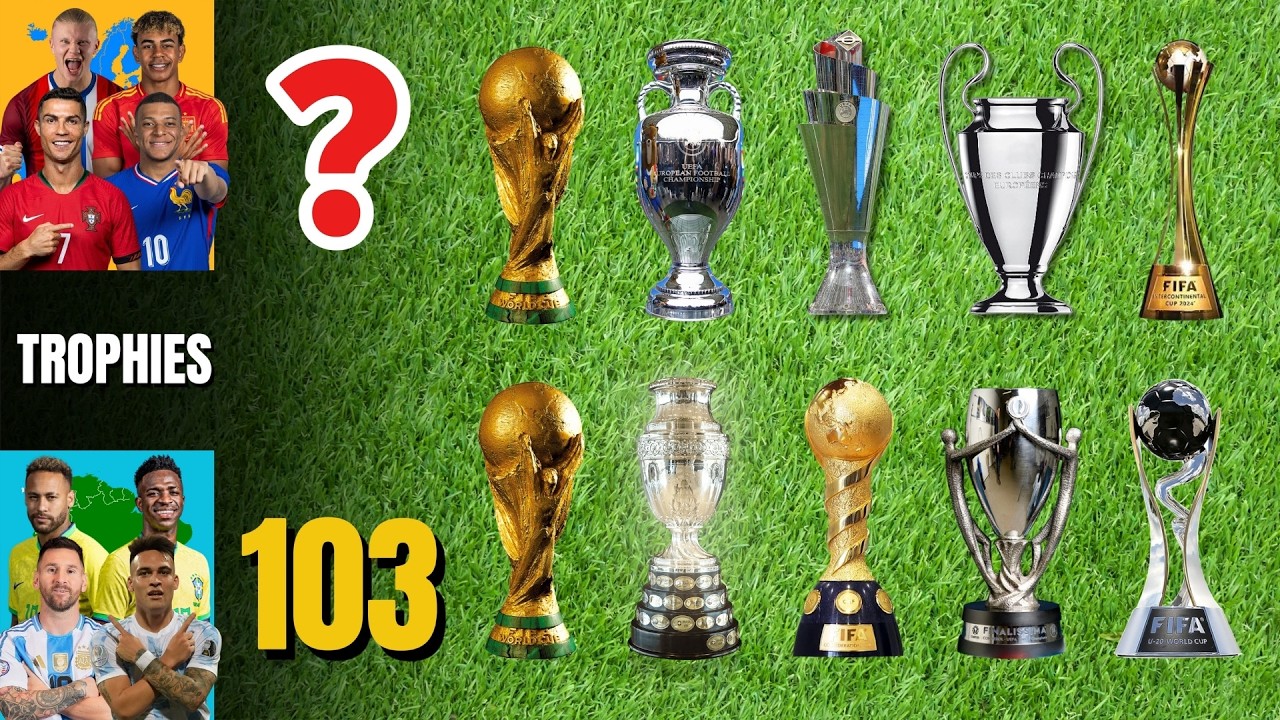 Месси, Неймар, Винисиус и Лаутаро 🆚 Роналду, Мбаппе, Хааланд и Ямал 🏆 У кого больше трофеев?