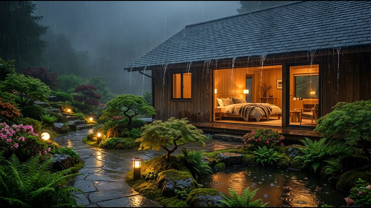 Relaxing Forest Cozy Cabin Rain Sounds for Deep Sleep,Anxiety,Overthinking, Insomnia & Stress Relief