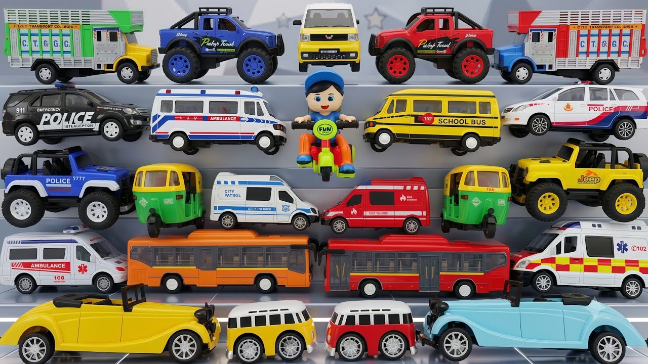 20+ Toy Vehicles for Kids 🚓🚑🚍 School Bus, Fire Truck, Police Car & More
