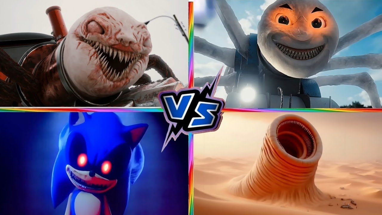 Choo Choo Charles Vs Cursed Thomas Vs Sonic Exe Vs Erosion Worm | Pepe Viral Music | Tiles Hop! 