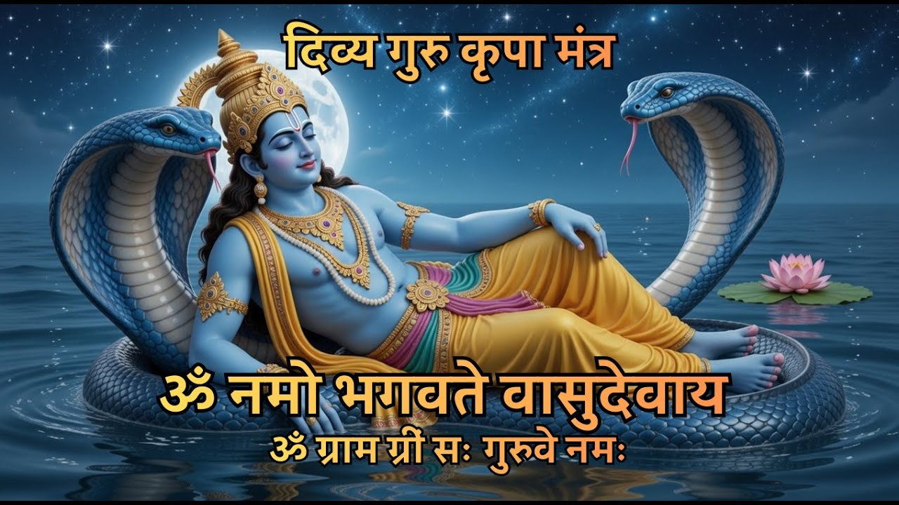 ॐ नमो भगवते वासुदेवाय | ॐ ग्राम ग्रीं ग्रों सः गुरुवे नमः | दिव्य गुरु कृपा मंत्र  #bhakti #vishnu