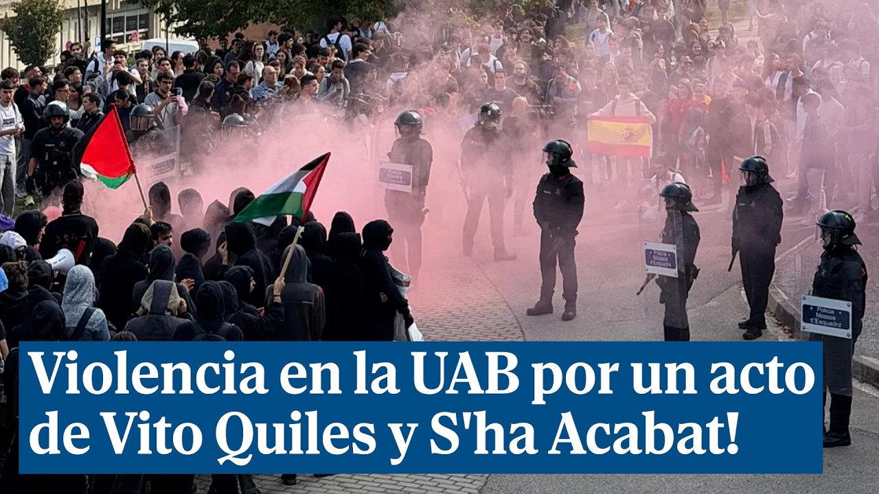 Cargas policiales y violencia en por un acto de Vito Quiles y S'ha Acabat! en la UAB