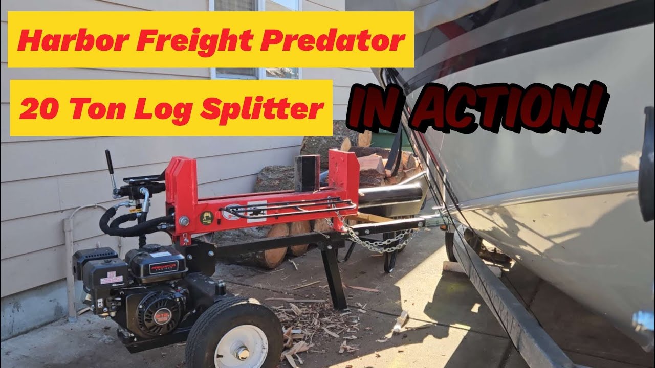 Harbor Freight Predator 20 ton Log Splitter in Action!