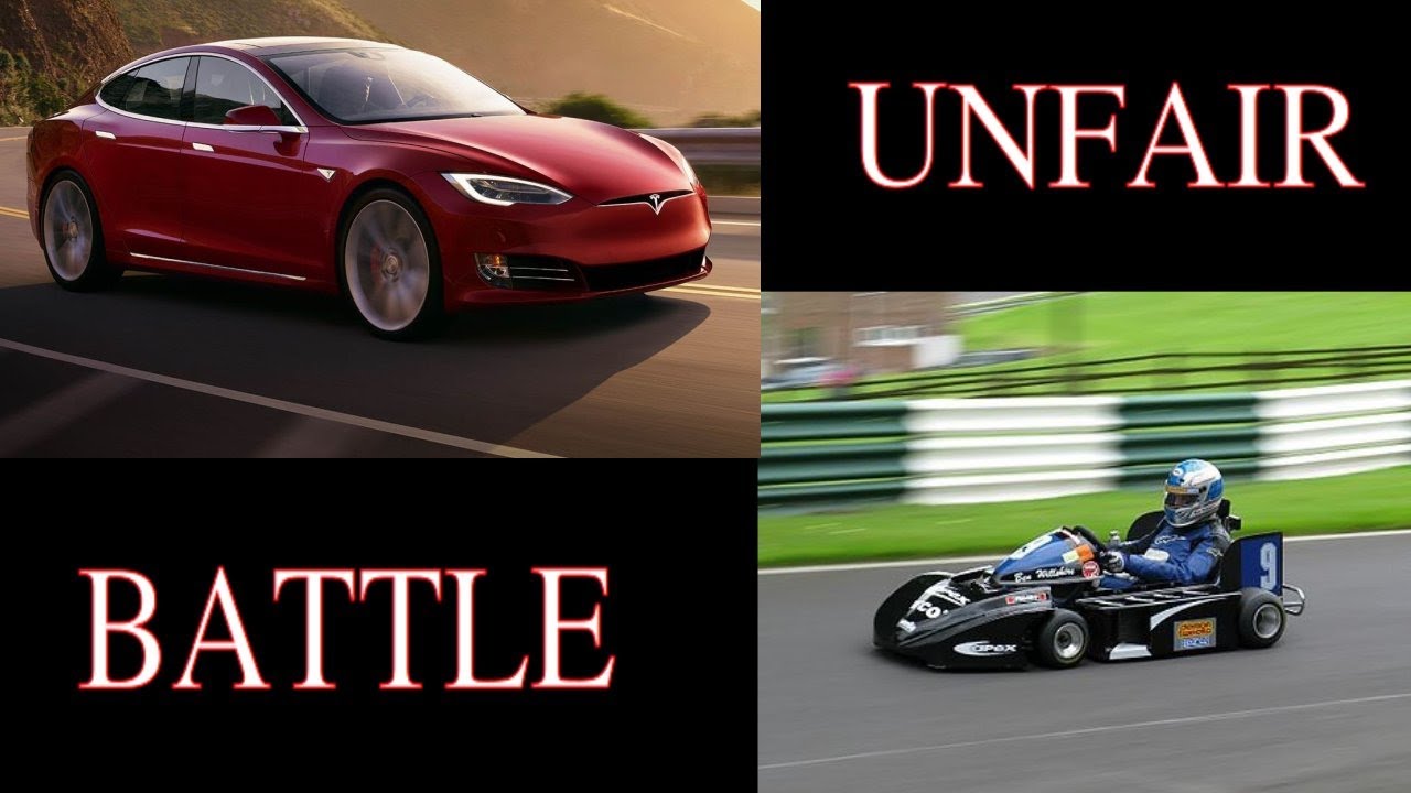 1100HP Tesla vs 250cc SuperKart at Laguna Seca.