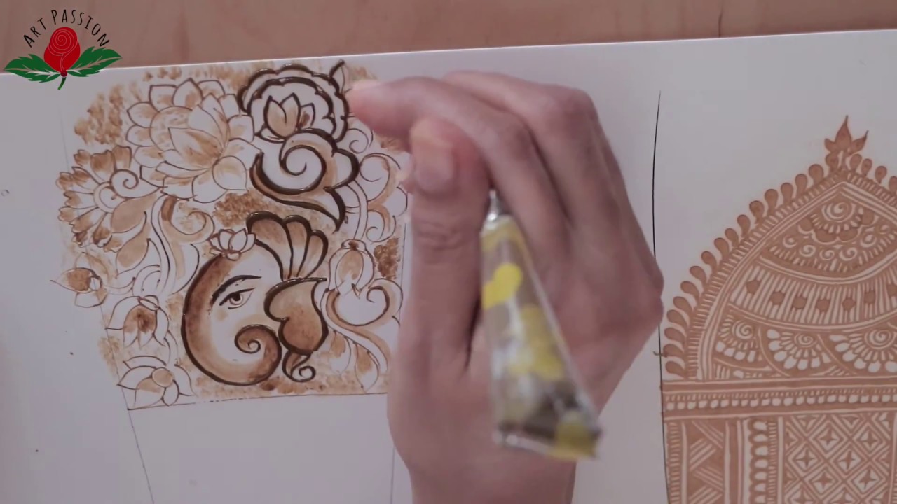 How to use paint brush for shading in mehendi design | Ganesha , peacock and floral mehndi design