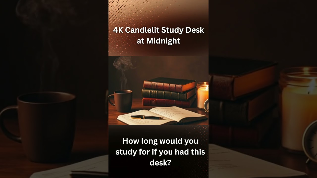4K Candlelit Study Desk at Midnight #backgroundmusic