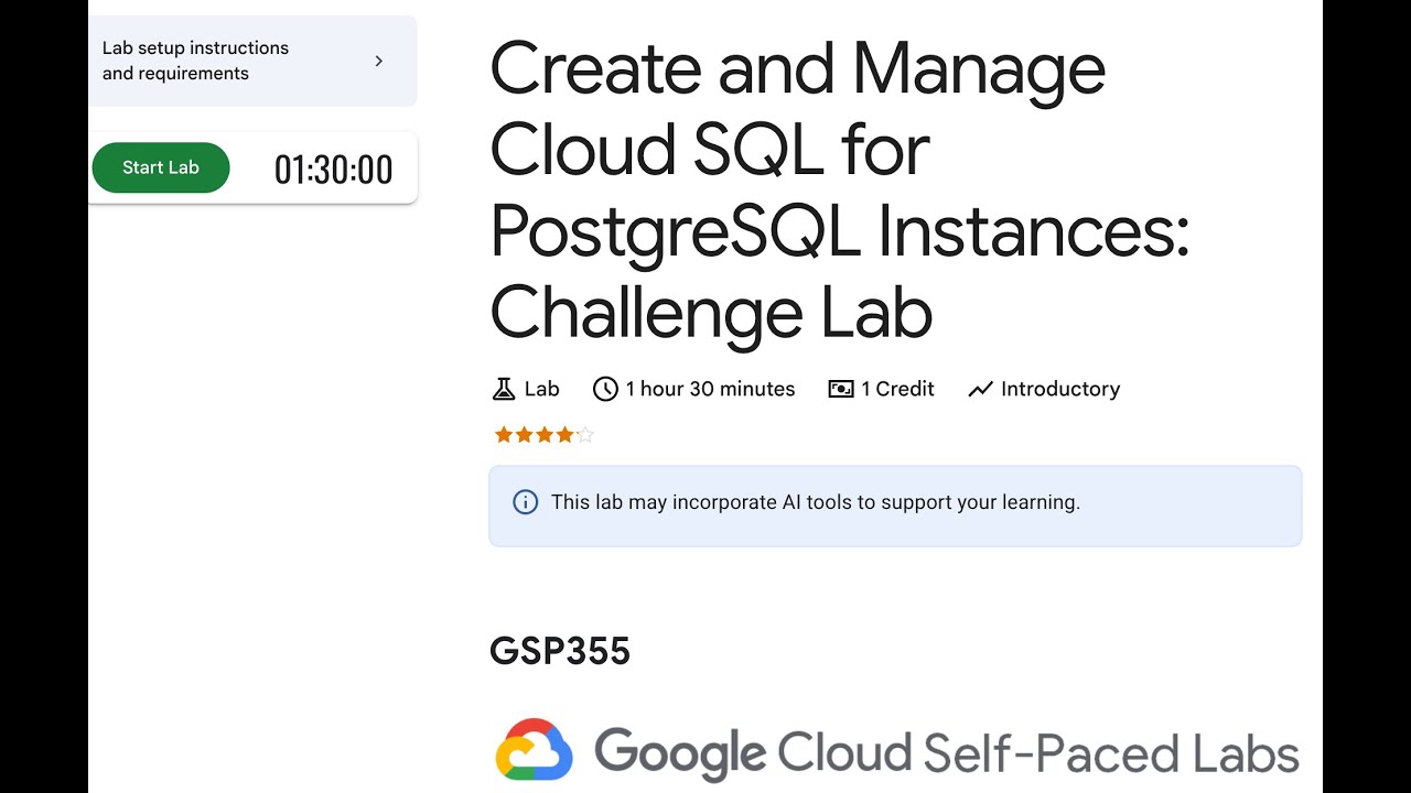 GSP355-Create and Manage Cloud SQL for PostgreSQL Instances: Challenge Lab | Google Cloud Qwiklabs