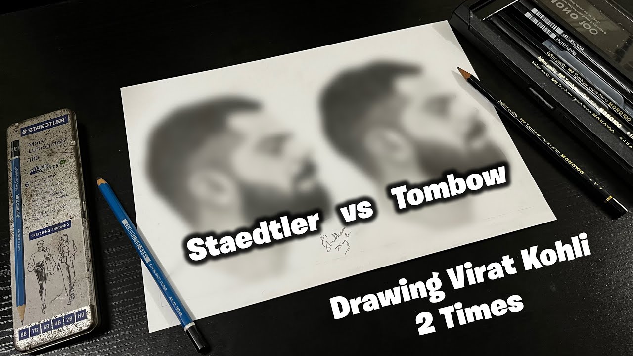 Staedtler vs Tombow Pencils Comparison 🤔 Drawing Virat Kohli Sketch with both pencils 🔥