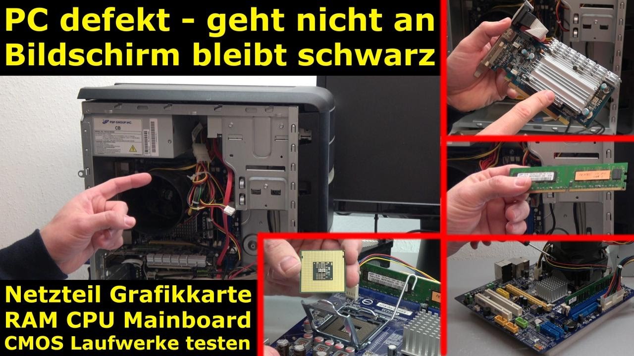 PC defekt - geht nicht an - Bildschirm bleibt schwarz - Reparaturanleitung - [4K Video]