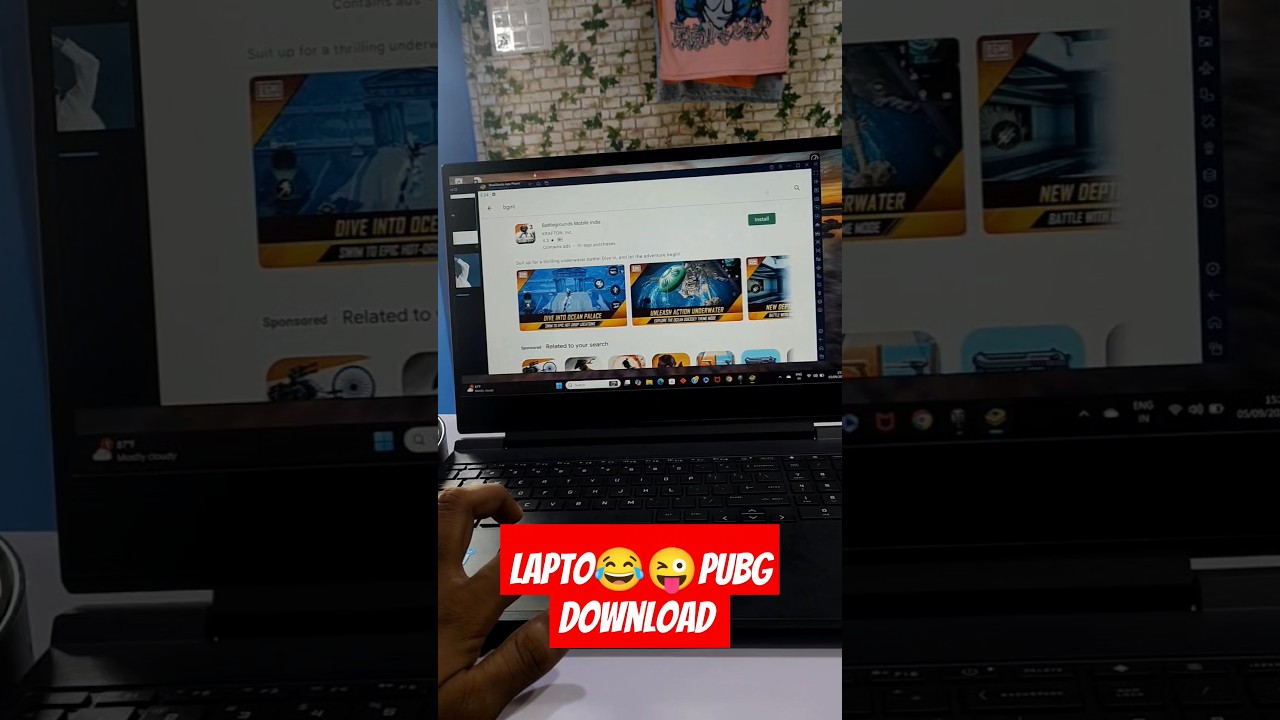 Frist 😂time BGMI playing in laptop #bgmi #pcgamer #laptopgamer #ytshort