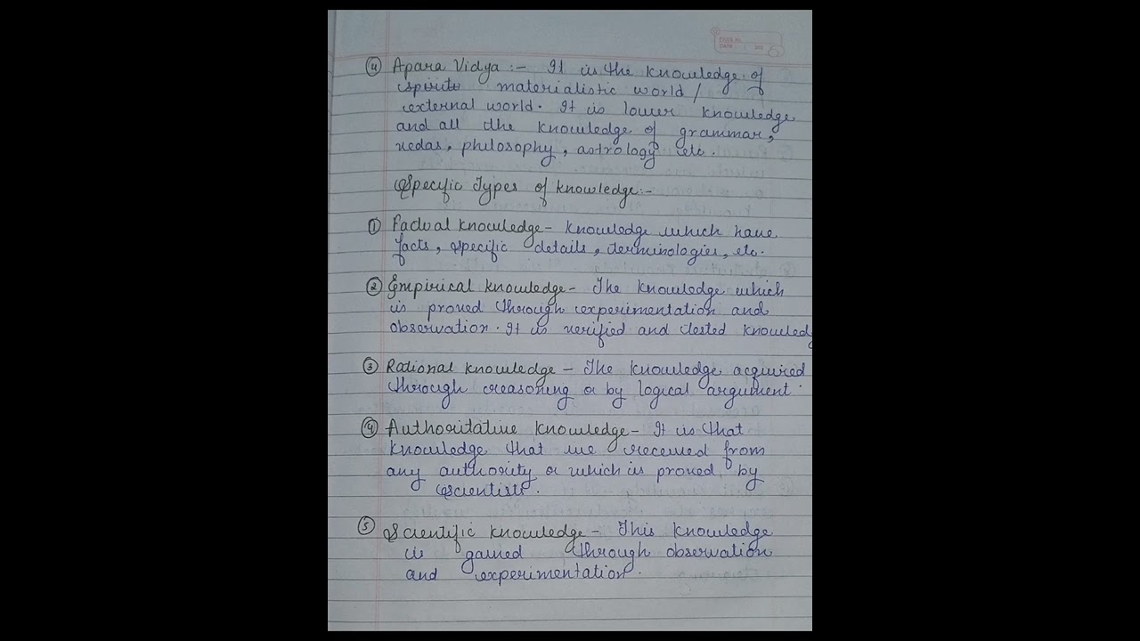 Knowledge and Curriculum/ B. Ed notes/Semester 2 / concept of knowledge/ Definition/ Type