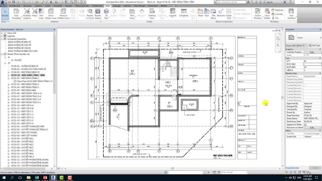 [HỌC REVIT TRIỂN KHAI] - Tạo danh sách bản vẽ cho dự án (Revit Sheet List)