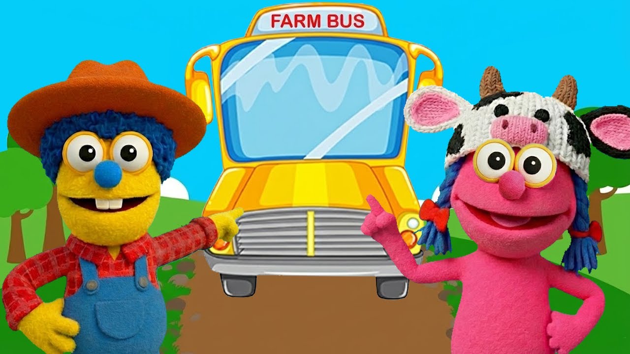 As Rodas do Ônibus (Versão da Fazenda)🚌🐤 | Cinco Patinhos | Canções Infantis | Puppet em Português