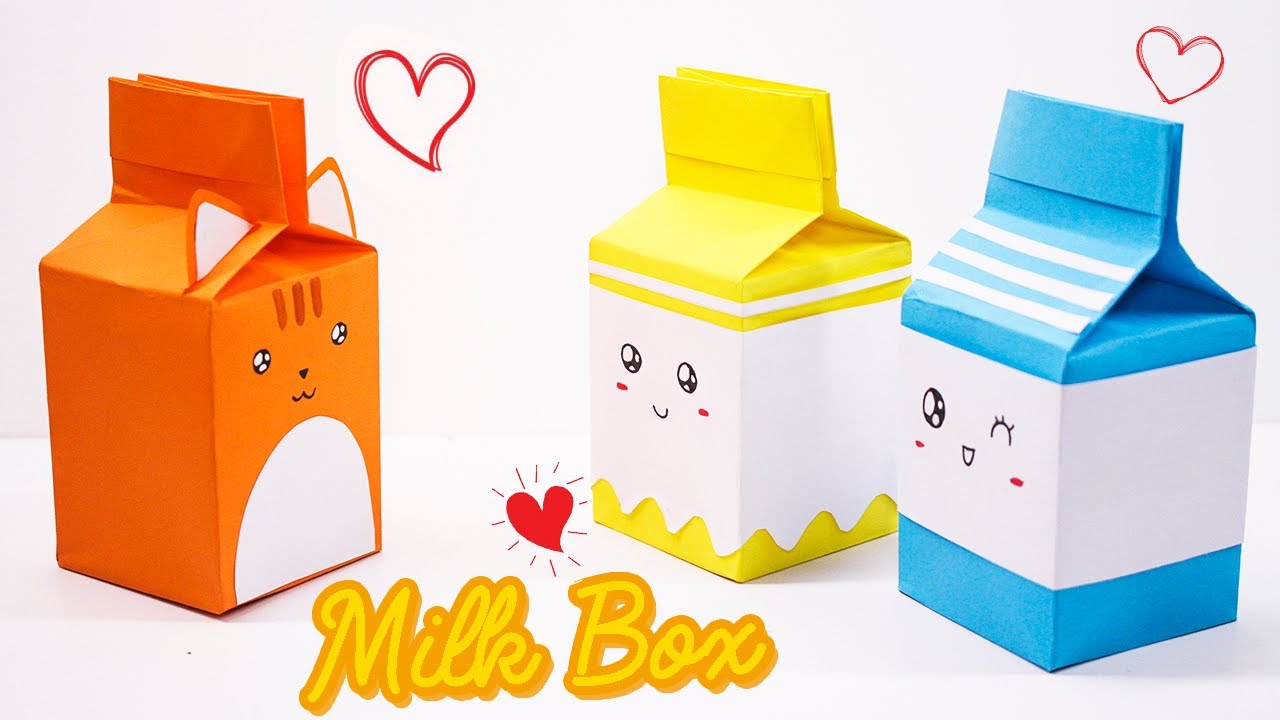 DIY Origami Milk Box || Easy origami CUTE BOX || Kawai Origami