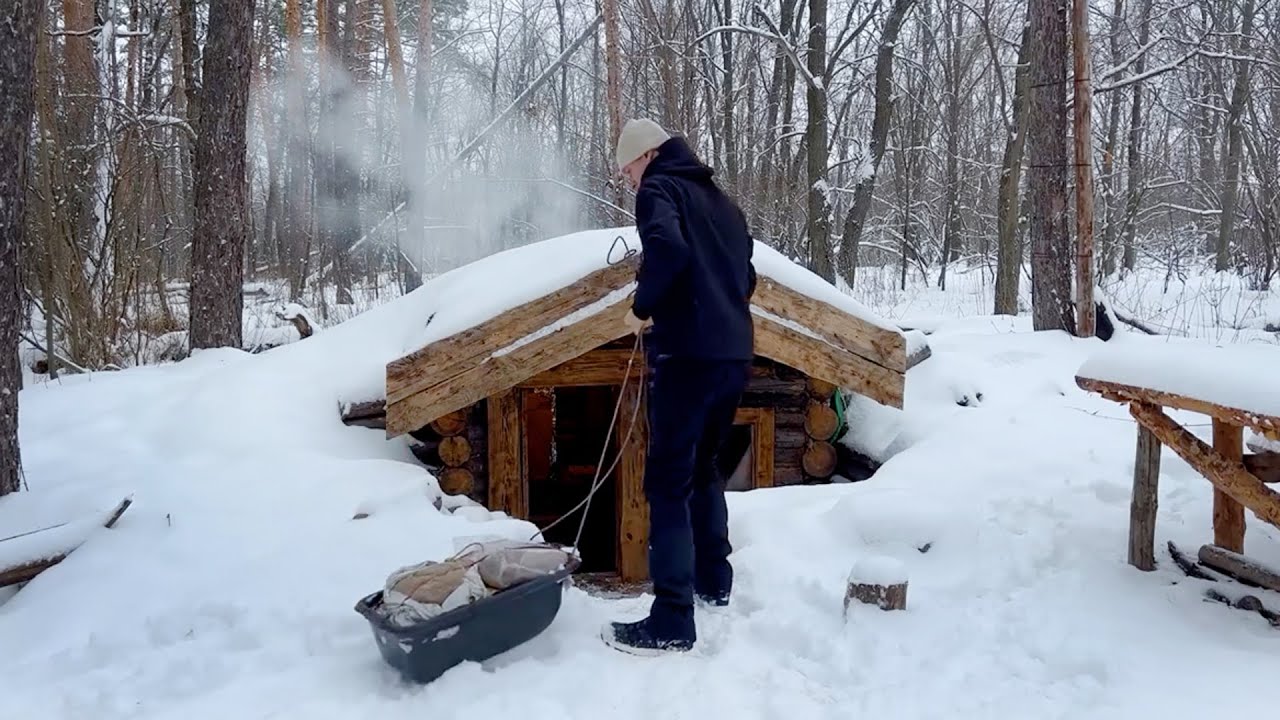 68 Days Surviving Winter Alone in a Hidden Underground Shelter ❄️🔥   Bushcraft Life