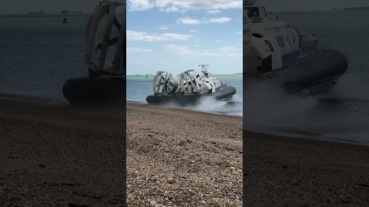Hovercraft flight departs Southsea for Ryde