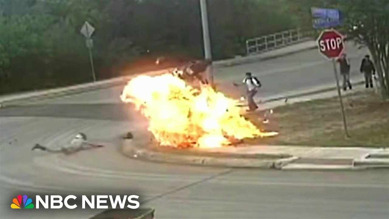 Fiery motorcycle crash caught on camera