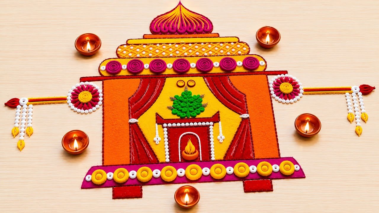 डोली मे विराजमान तुलसी माता रंगोली | #Tulsivivah rangoli 2023 | tulsi vivah rangoli #simple