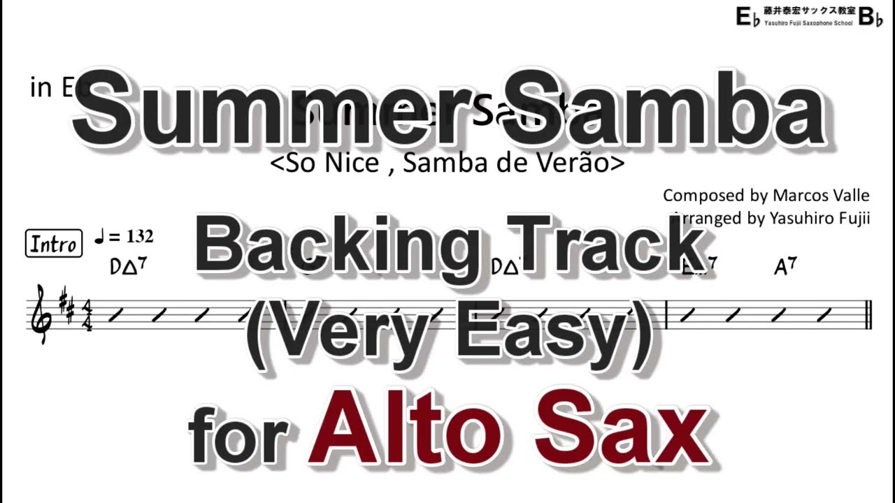 Summer Samba - Backing Track with Sheet Music for Alto Sax (Very Easy)