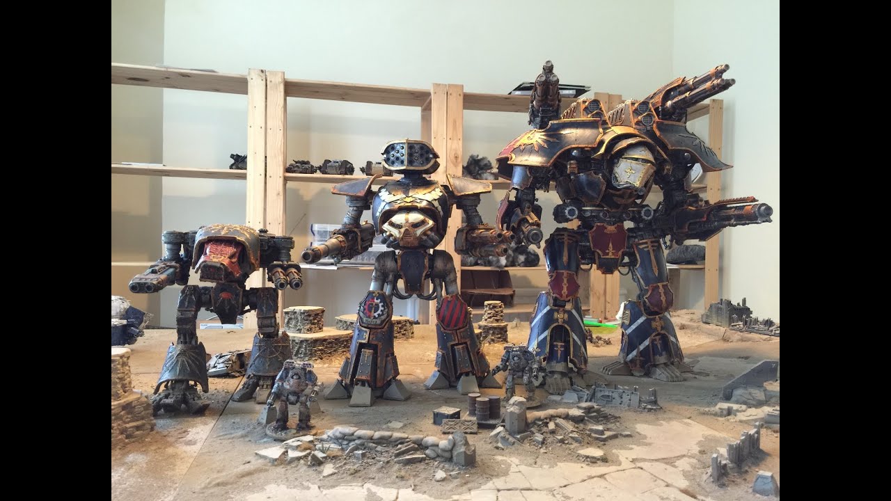 Imperial Titan comparison - Warlord, Reaver and Chaos Warhound (Forgeworld models)