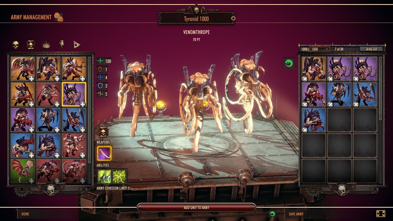 Советы по отрядам в многопользовательском режиме Warhammer Battlesector: Тиранид Веномтроп
