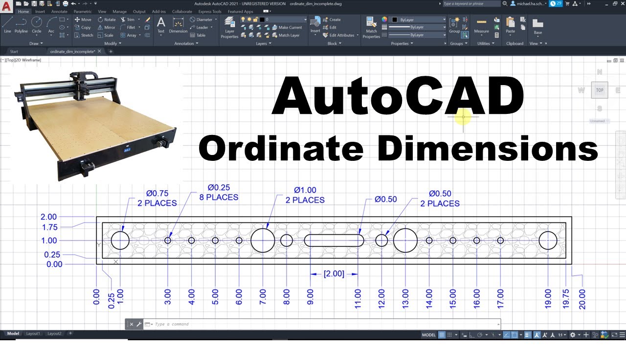 7- AutoCAD Ordinate dimensioning, Center Marks, Hatch