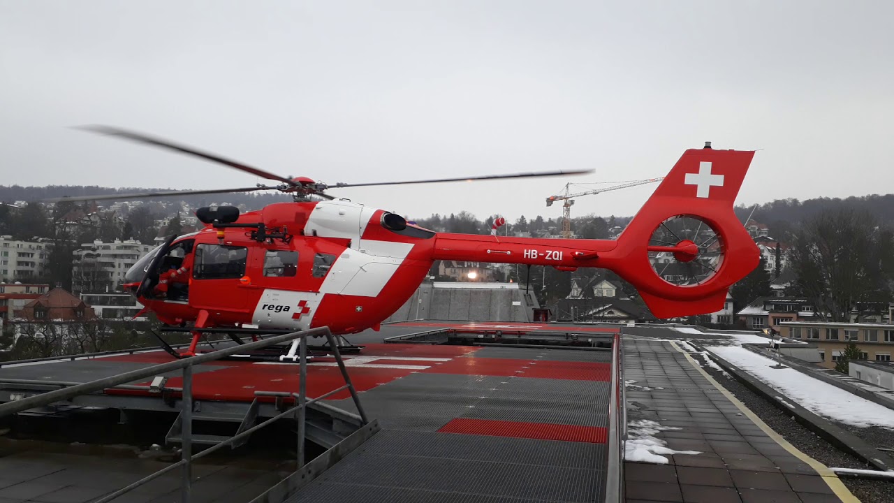 children's hospital Rega:Erster Einsatz vom neuen Hubschrauber der Rega in Zürich.