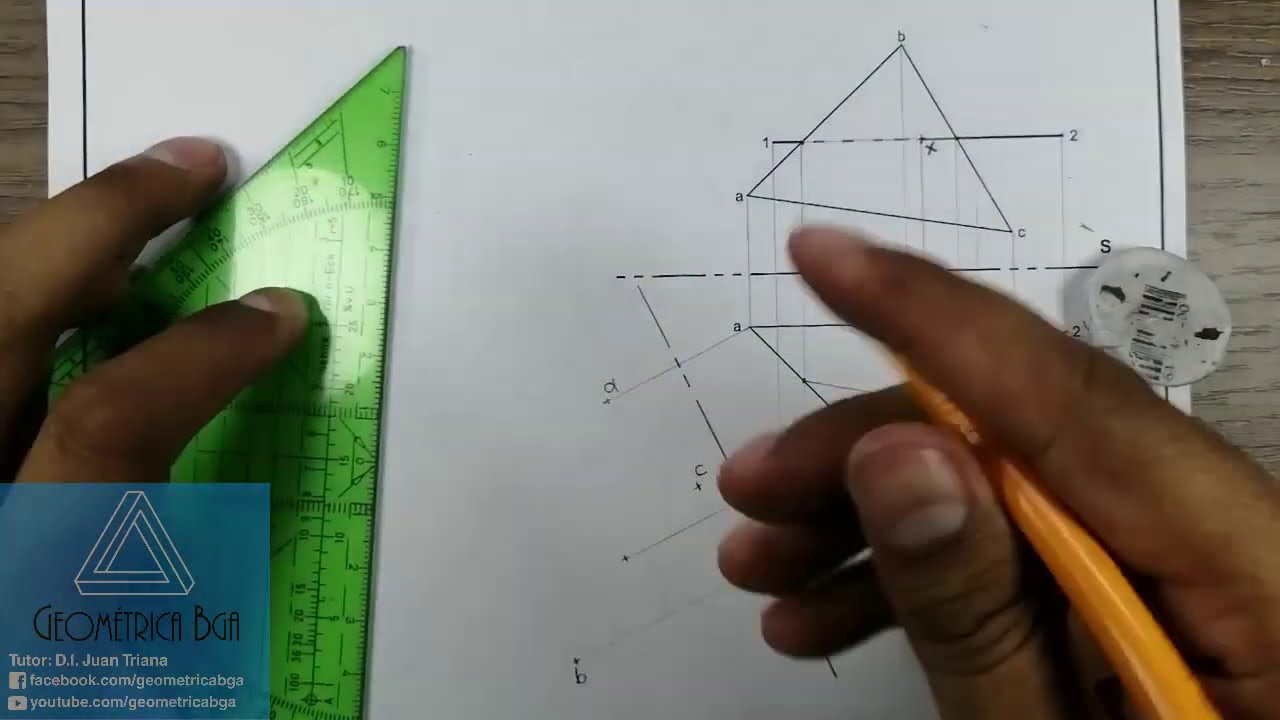 # 1 Interseccion linea-plano. Metodo - Linea Cortante. Angulo Real - 