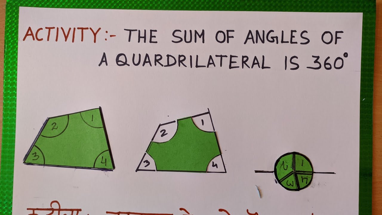 Activity :- The sum of the Angles of a quadrilateral is 360 degree