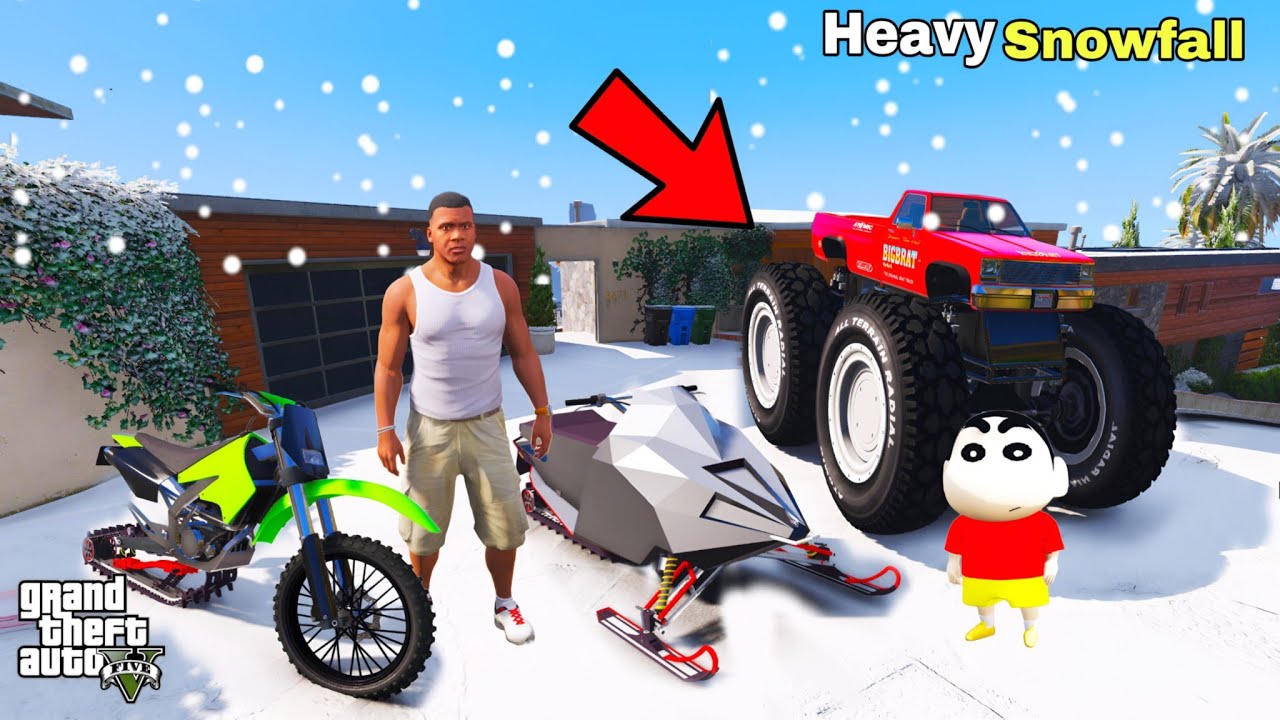 Franklin and Shinchan Survived Heavy Snowfall or Collect New Snow Vehicle in GTA V