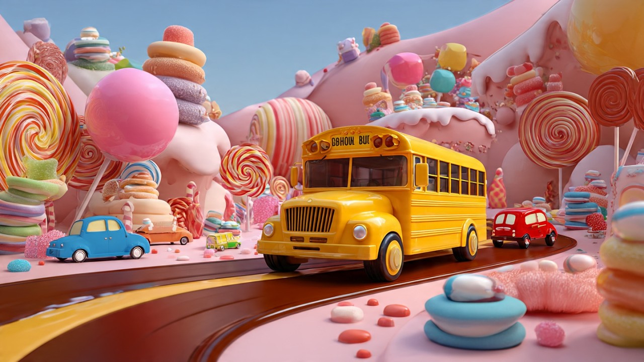 Candy Land Vehicles  | 3D Animated Cars, Bus & Truck Video for Toddlers